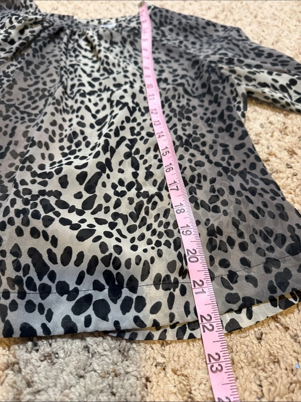 Jennifer Lopez Black and White Leopard-Print Long Sleeve Blouse - Picture 6 of 8